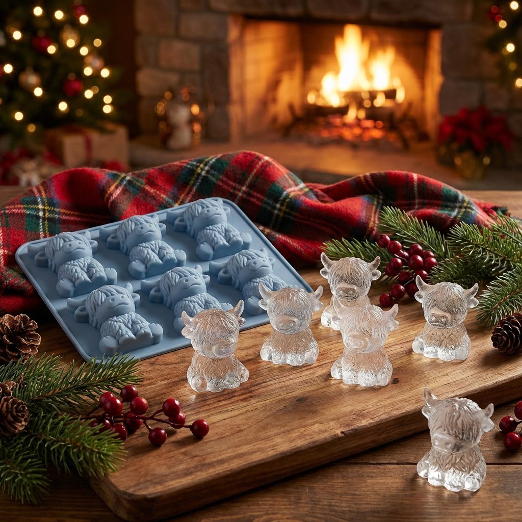 🐮 Mini-Eiswürfelform „Highland Cow“ – Niedliche 3D-Eiswürfel für Getränke, Partys und Geschenke