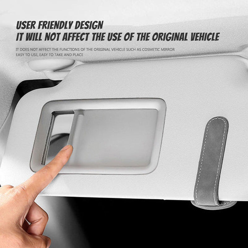 Maßgefertigter multifunktionaler Brillenclip aus Wildleder