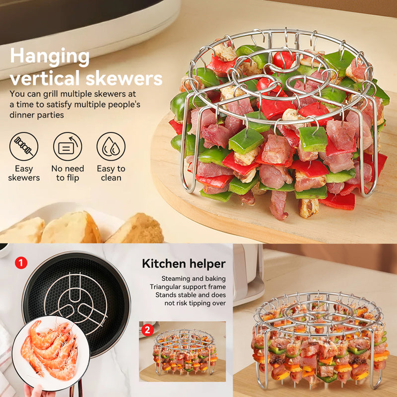 🔥 Spießhalter für die Heißluftfritteuse | 360° gleichmäßiges Garen, knusprig und saftig! 🍢