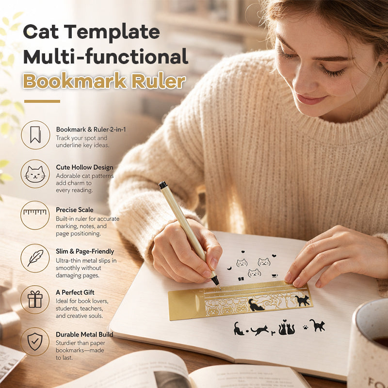Katzenvorlage – Multifunktionales Lesezeichen und Lineal