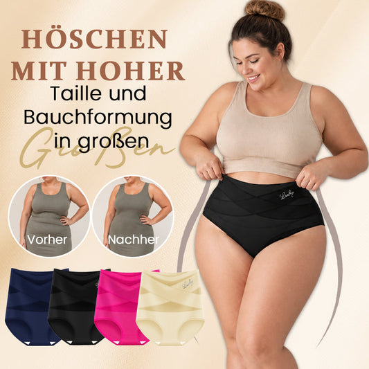 Plus-Size-Unterwäsche mit hohem Bund, starker Bauchkontrolle und atmungsaktiven Mesh-Einsätzen