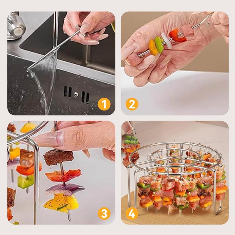 🔥 Spießhalter für die Heißluftfritteuse | 360° gleichmäßiges Garen, knusprig und saftig! 🍢