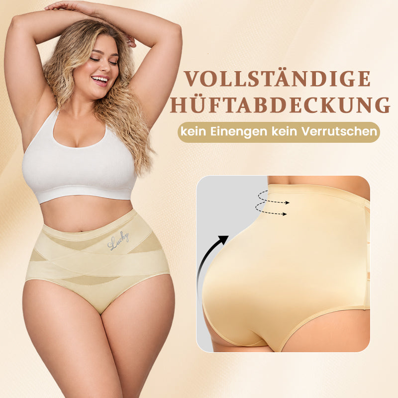 Plus-Size-Unterwäsche mit hohem Bund, starker Bauchkontrolle und atmungsaktiven Mesh-Einsätzen