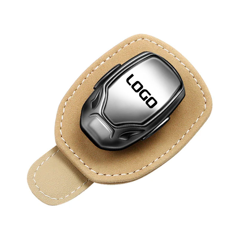 Maßgefertigter multifunktionaler Brillenclip aus Wildleder