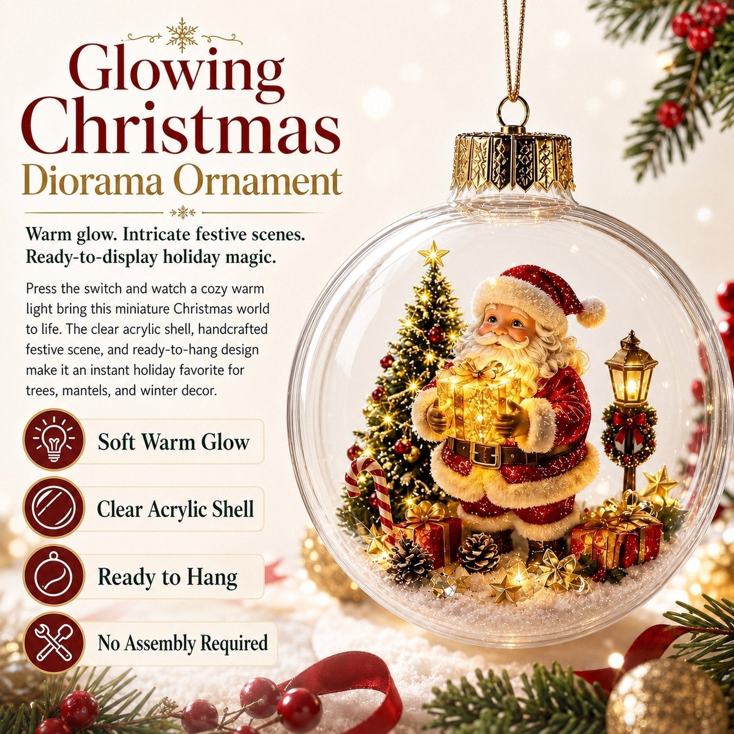 🎄Leuchtendes Weihnachts-Diorama-Ornament – Eine winzige Winterwelt in deiner Handfläche👼