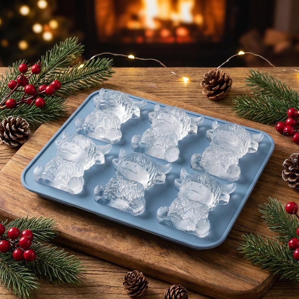 🐮 Mini-Eiswürfelform „Highland Cow“ – Niedliche 3D-Eiswürfel für Getränke, Partys und Geschenke