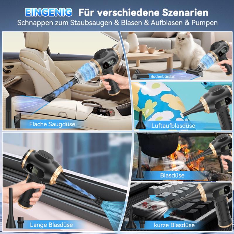 Akku-4-in-1-Handstaubsauger und Luftgebläse – tragbares, wiederaufladbares Reinigungsgerät