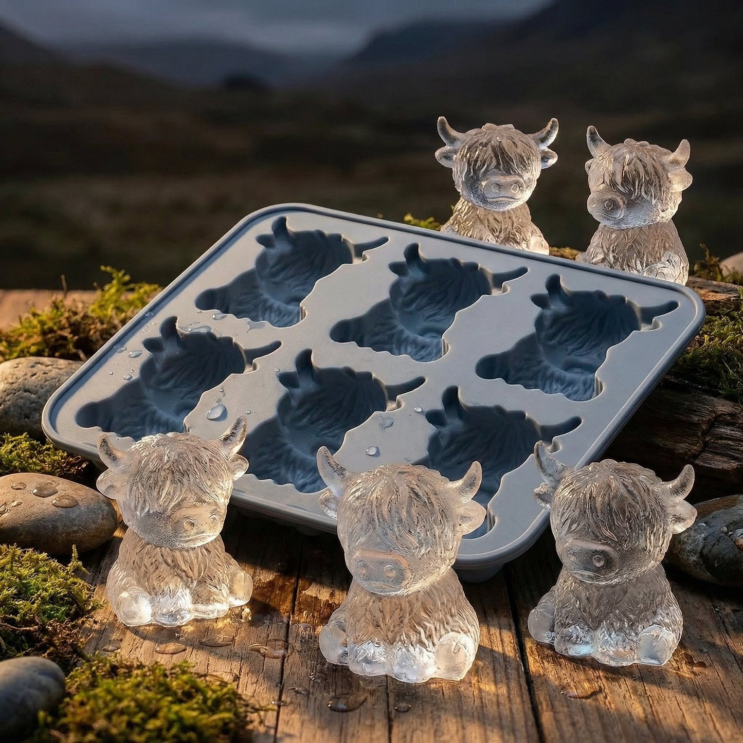 🐮 Mini-Eiswürfelform „Highland Cow“ – Niedliche 3D-Eiswürfel für Getränke, Partys und Geschenke
