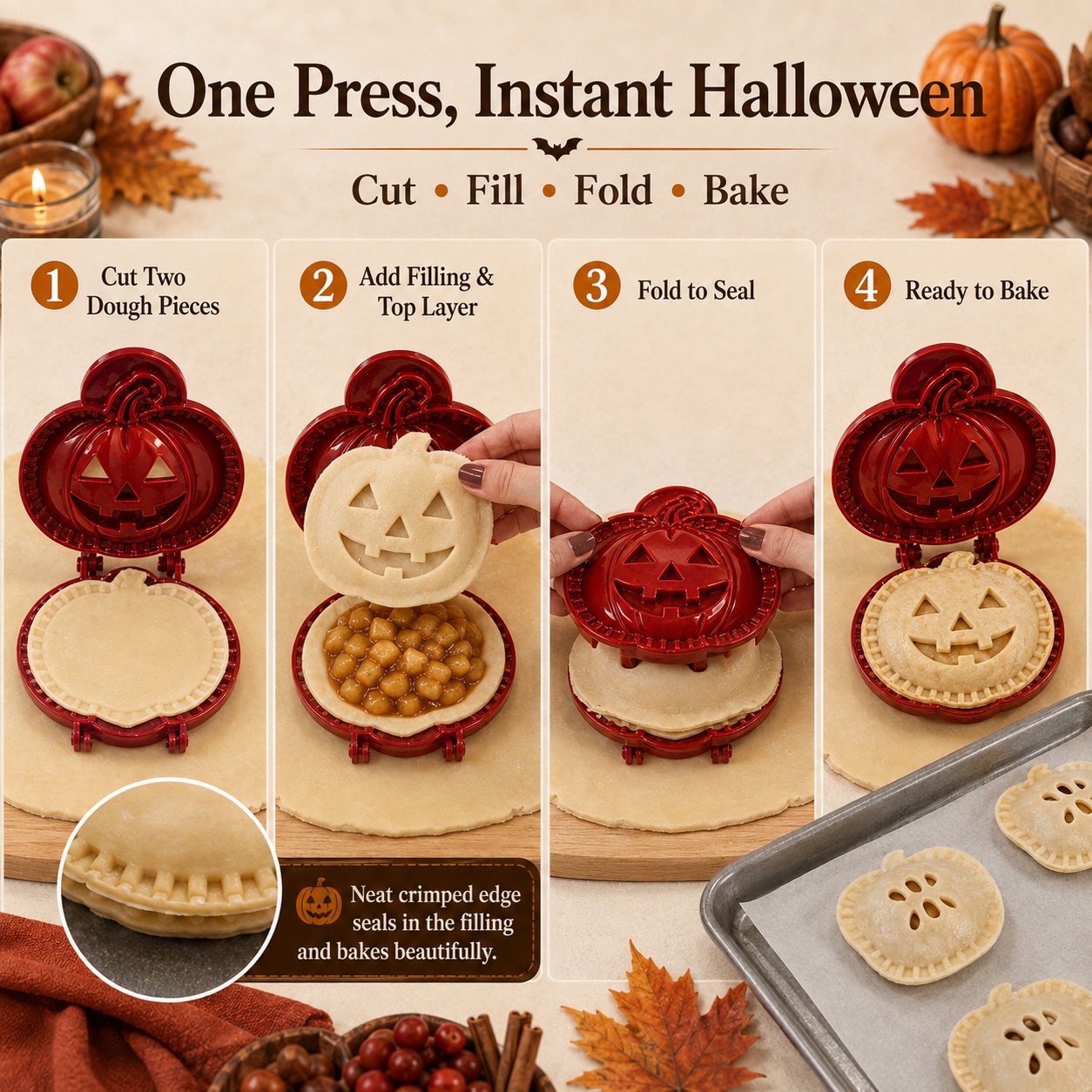 🎃 8-teiliges Halloween-Set mit Mini-Hand-Pie-Formen