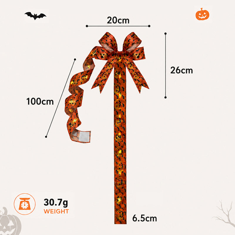 🎃Halloween-Schrankdekoration mit Schleife – Lustiger Kürbis-Bandkranz für den Küchenschrank