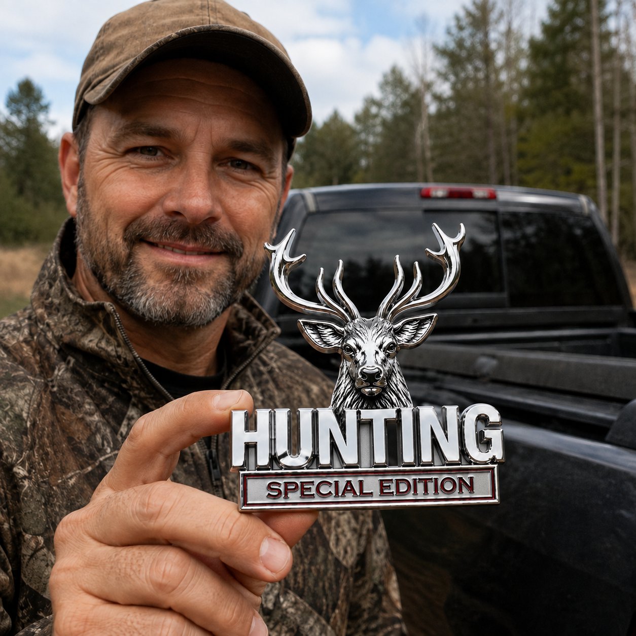 🦌 HUNTING Special Edition Emblem – Hochwertiges 3D-Metall-Autoemblem für Jagdbegeisterte