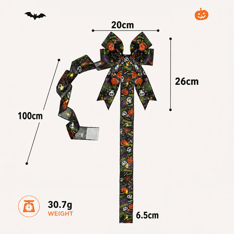 🎃Halloween-Schrankdekoration mit Schleife – Lustiger Kürbis-Bandkranz für den Küchenschrank