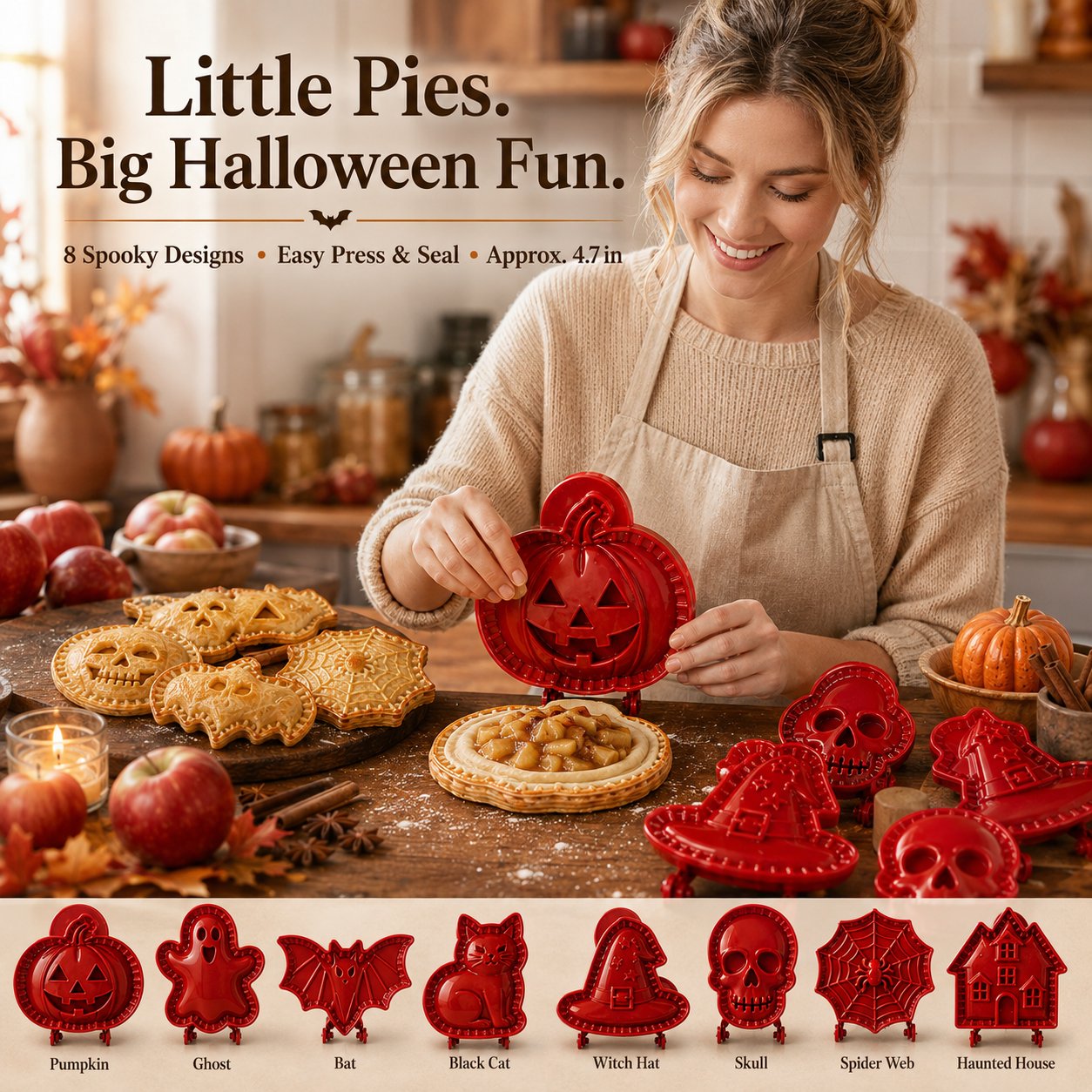 🎃 8-teiliges Halloween-Set mit Mini-Hand-Pie-Formen