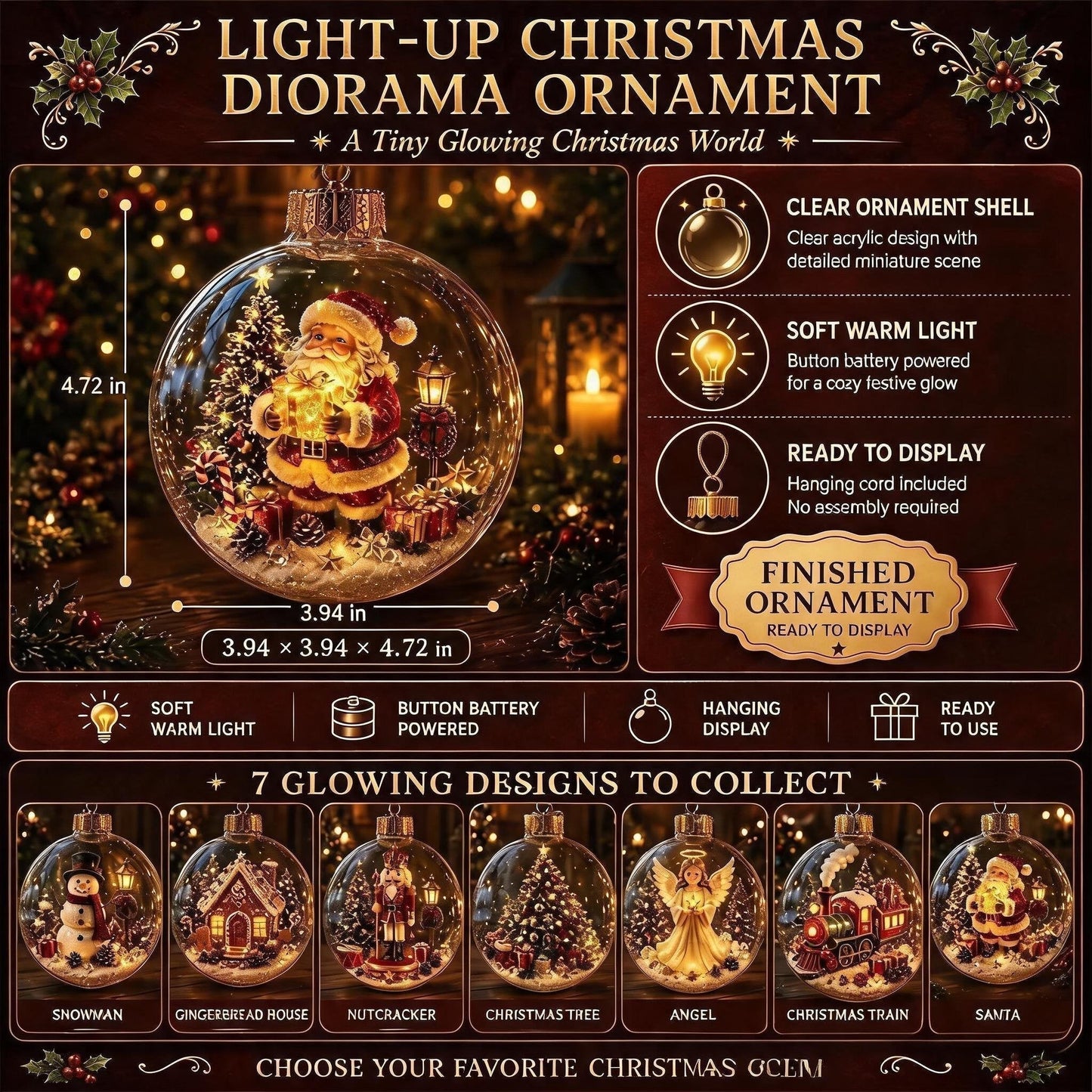 🎄Leuchtendes Weihnachts-Diorama-Ornament – Eine winzige Winterwelt in deiner Handfläche👼