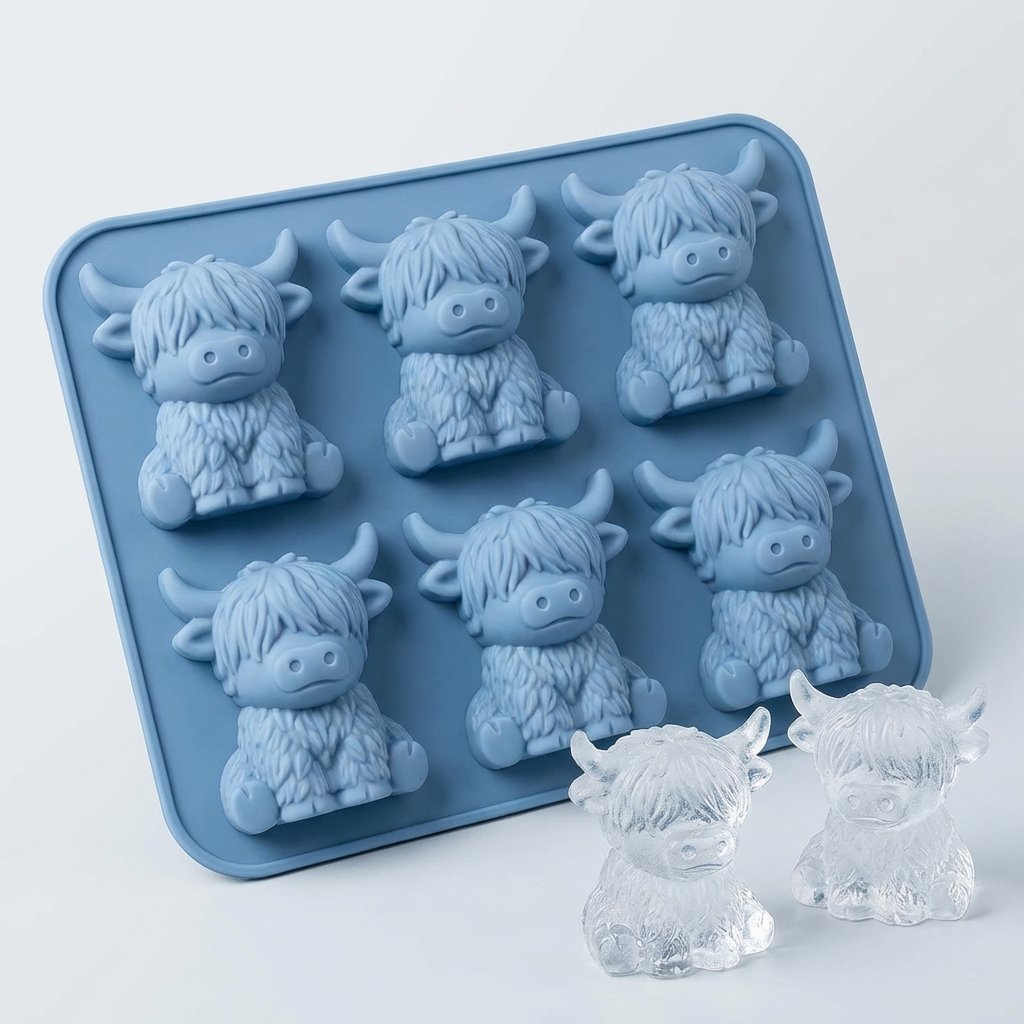 🐮 Mini-Eiswürfelform „Highland Cow“ – Niedliche 3D-Eiswürfel für Getränke, Partys und Geschenke