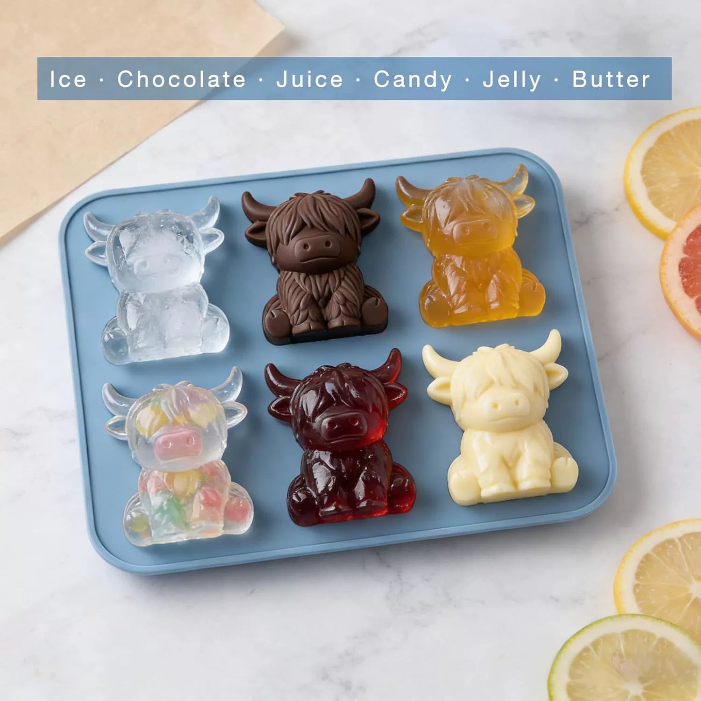 🐮 Mini-Eiswürfelform „Highland Cow“ – Niedliche 3D-Eiswürfel für Getränke, Partys und Geschenke