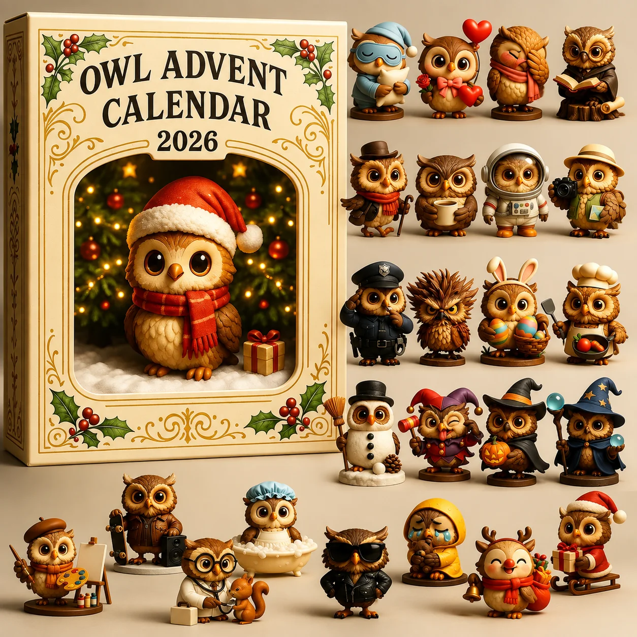 🦉Eulen-Adventskalender 2026 – 24-tägiger Weihnachts-Countdown mit Sammler-Eulenfiguren