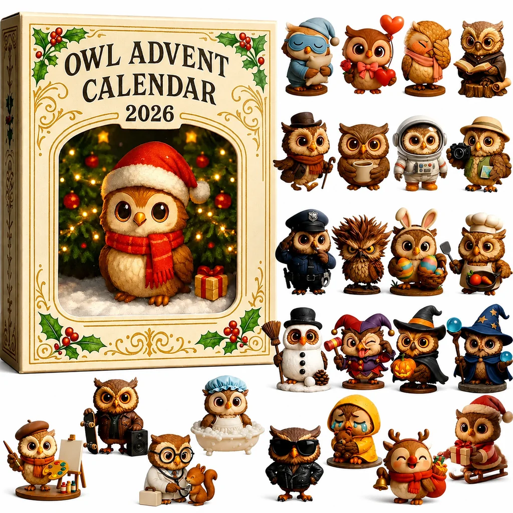 🦉Eulen-Adventskalender 2026 – 24-tägiger Weihnachts-Countdown mit Sammler-Eulenfiguren