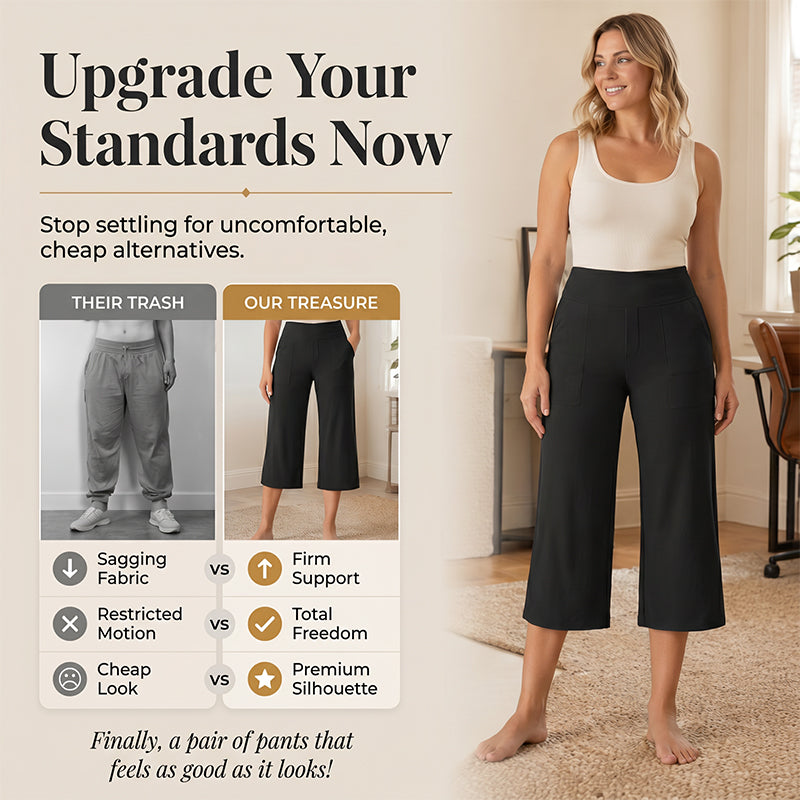 Damen-Cropped-Hose mit hoher Taille aus Stretchstoff