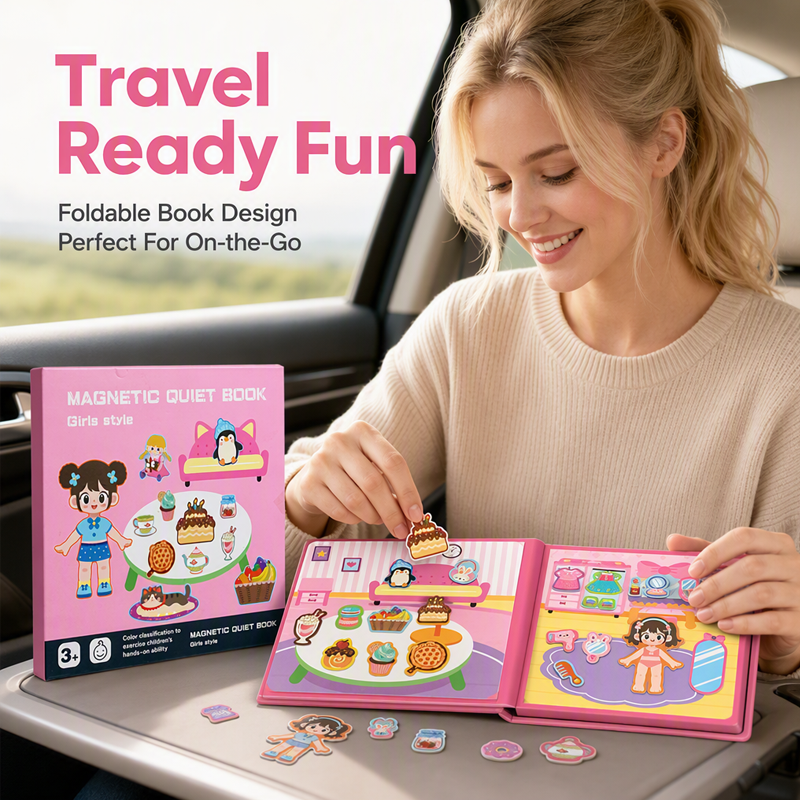 🧩 🧒 Magnetisches Quiet-Book für Kinder – Faltbare Puzzle-Szenen, magnetisch und lehrreich – Fördert die Kreativität und das Lernen bei Jungen und Mädchen ✨