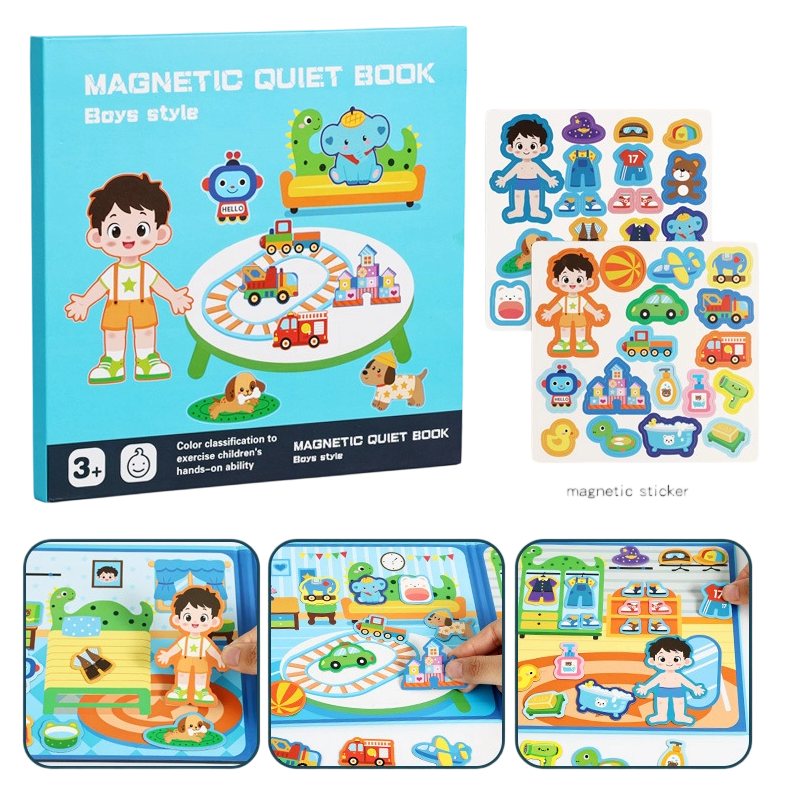 🧩 🧒 Magnetisches Quiet-Book für Kinder – Faltbare Puzzle-Szenen, magnetisch und lehrreich – Fördert die Kreativität und das Lernen bei Jungen und Mädchen ✨